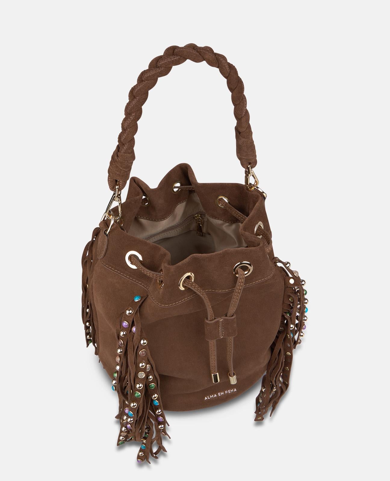 alma-en-pena-candy-bag-mit-fransen-spaltleder-camel image 5
