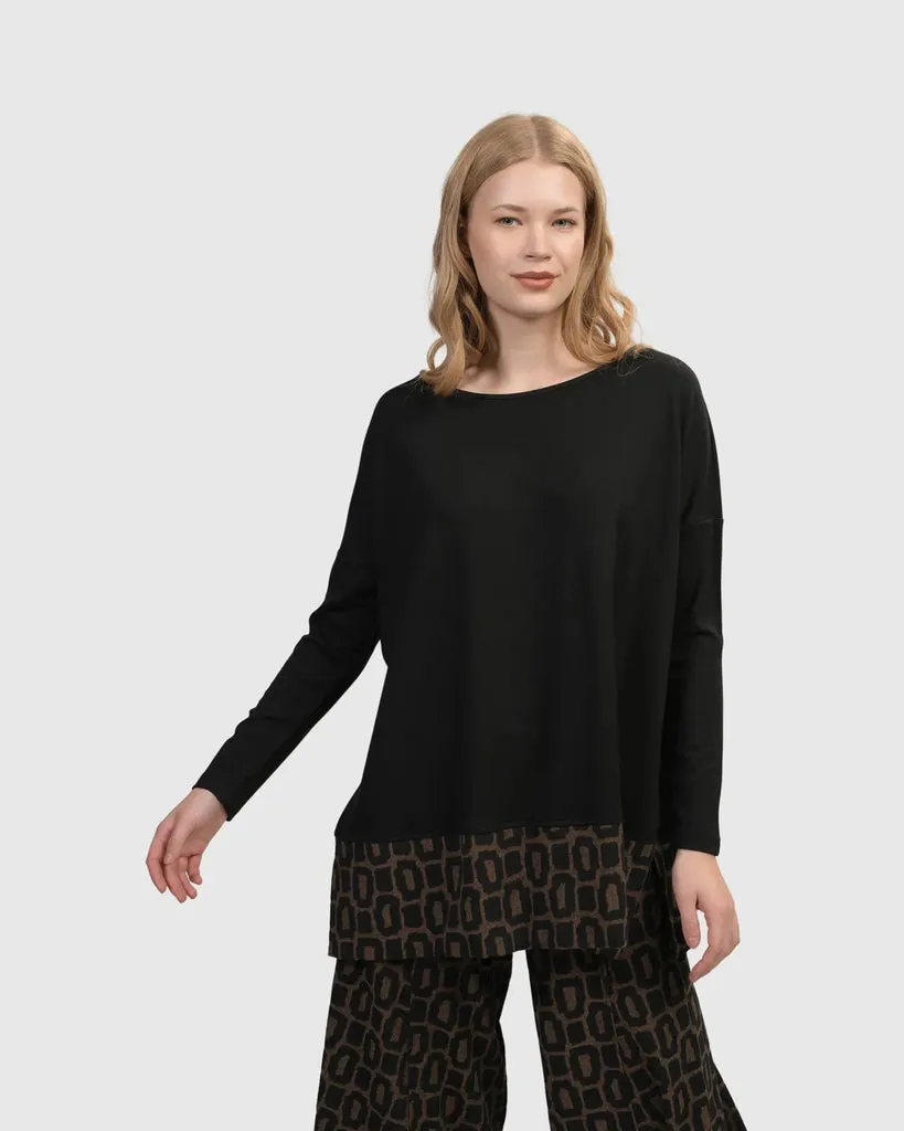 alembika-ready-for-anything-boxy-top-coffee-jersey-shirt-mit-must-saum image 1