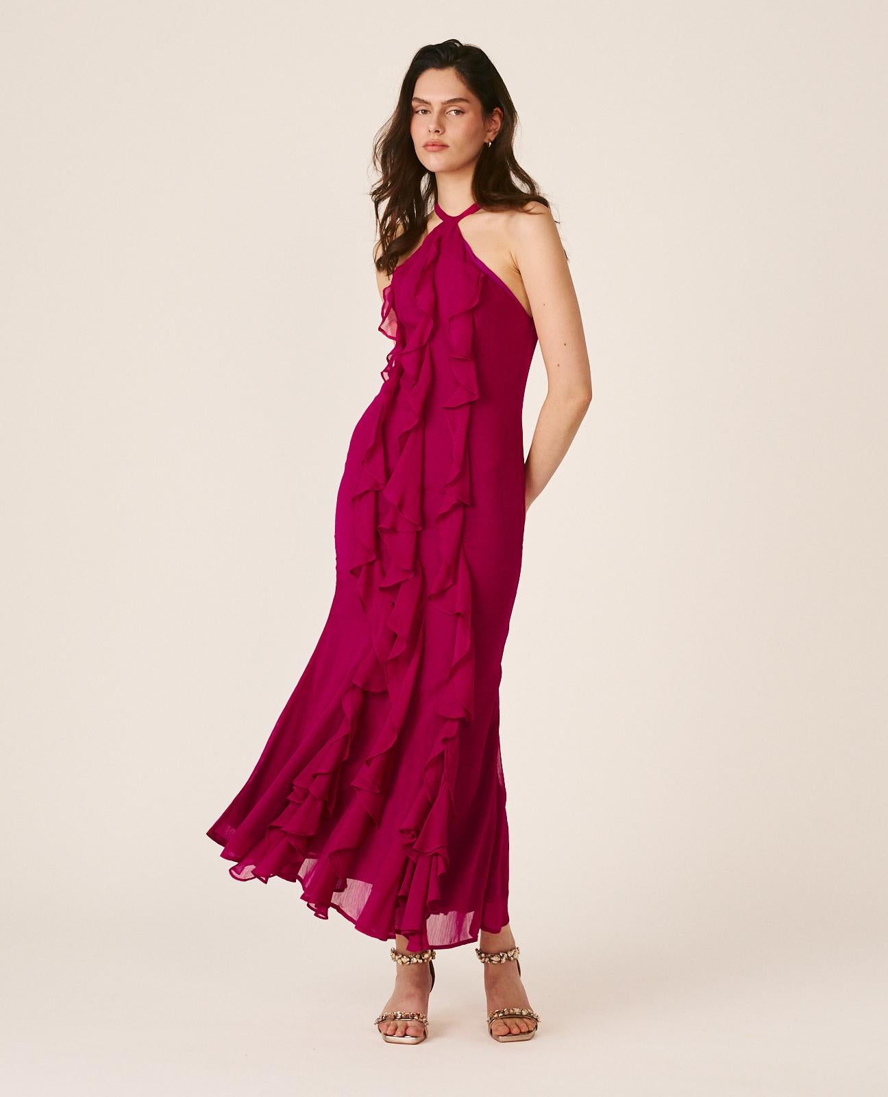 alma-en-pena-maxikleid-fuchsia-mit-neckholder-und-r-schen image 4