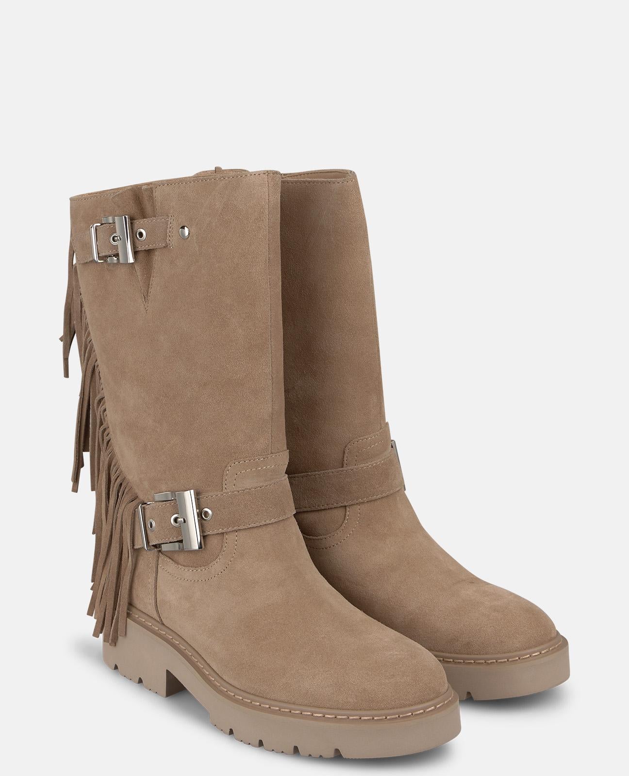 alma-en-pena-leather-boots-with-fringe-lederstiefel-mink-flach-4-cm image 2