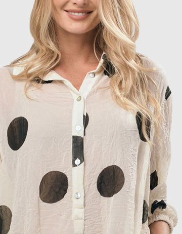 alembika-moon-dot-babydoll-kleid-crinkle-chiffon-creme-schwarz image 4