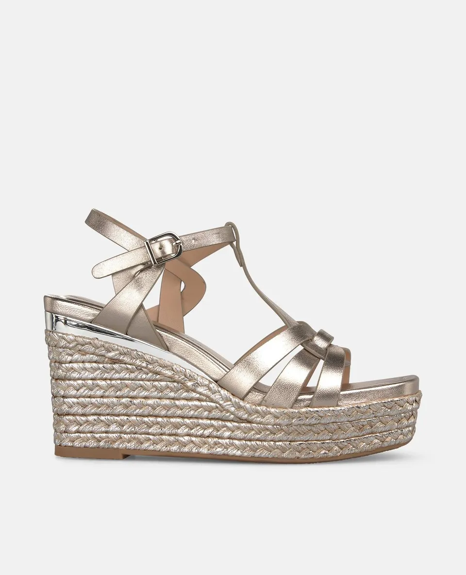 alma-en-pena-multiple-strap-esparto-wedge-sandal-keil-sandale-bronze-9-cm image 1