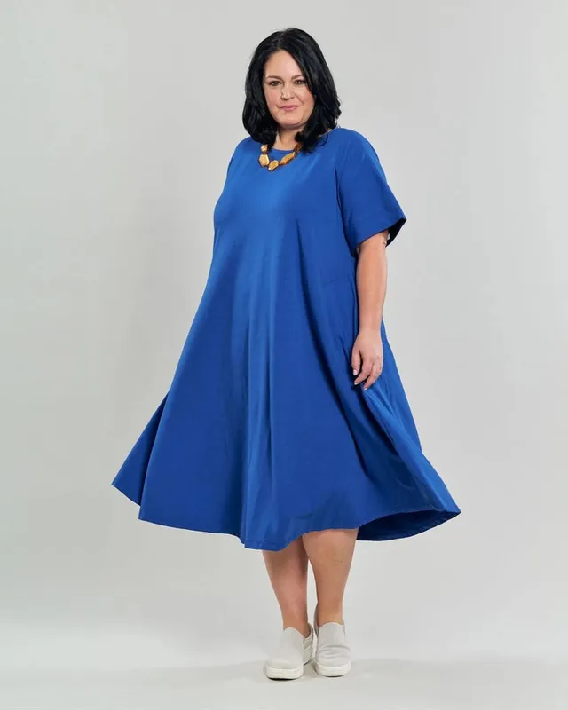 alembika-ayla-trapeze-midi-kleid-kobalt-a-linie image 1