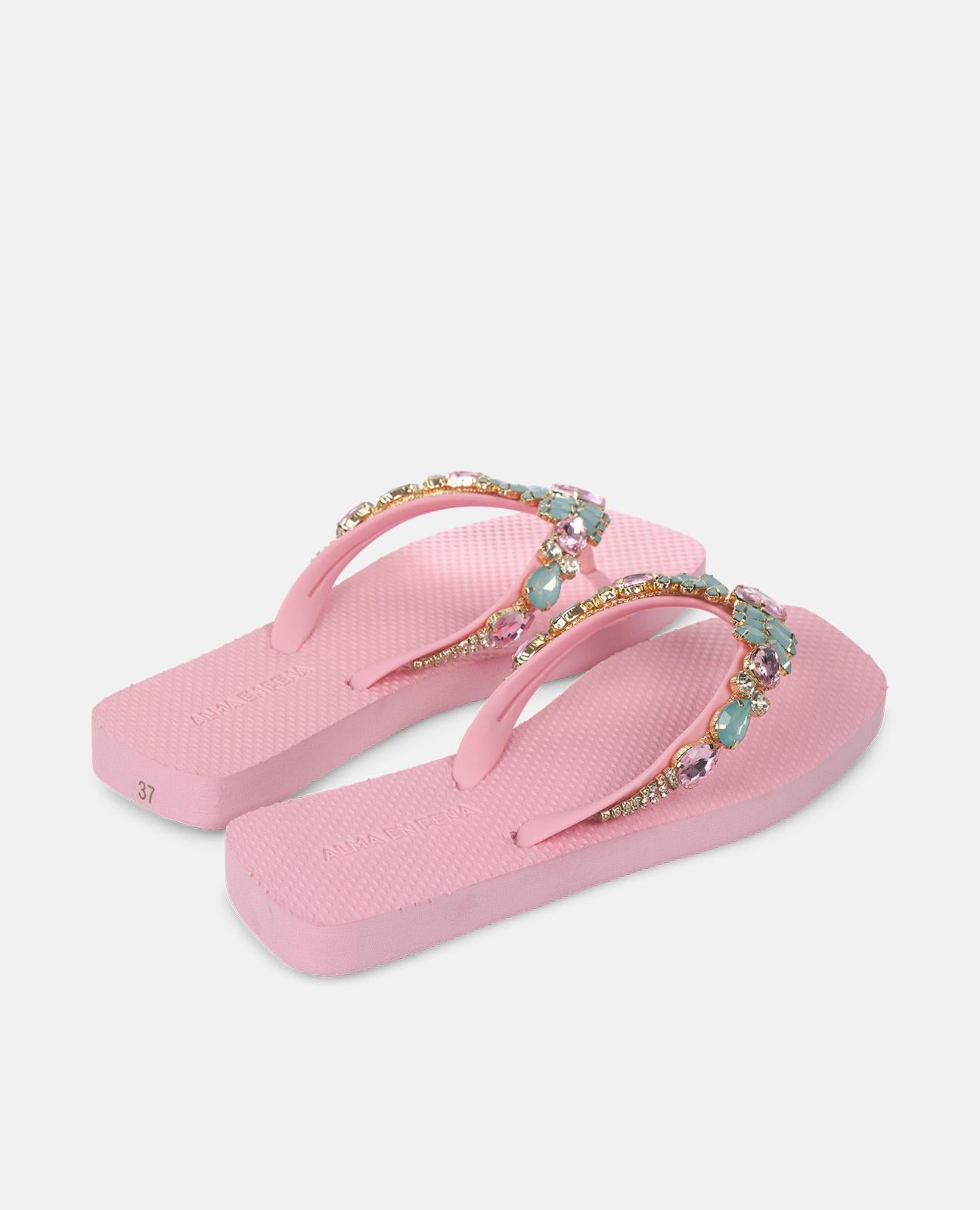 alma-en-pena-flip-flop-rosa-zehentrenner-mit-strass-und-eckiger-kappe image 3