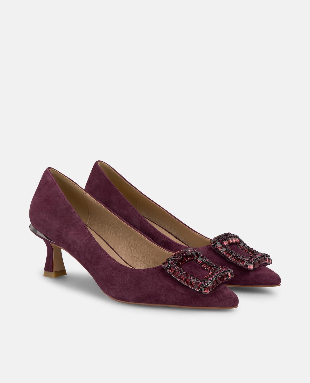 alma-en-pena-high-heel-pumps-bordeaux-mit-strass-schnalle-spitze-6-cm image 2