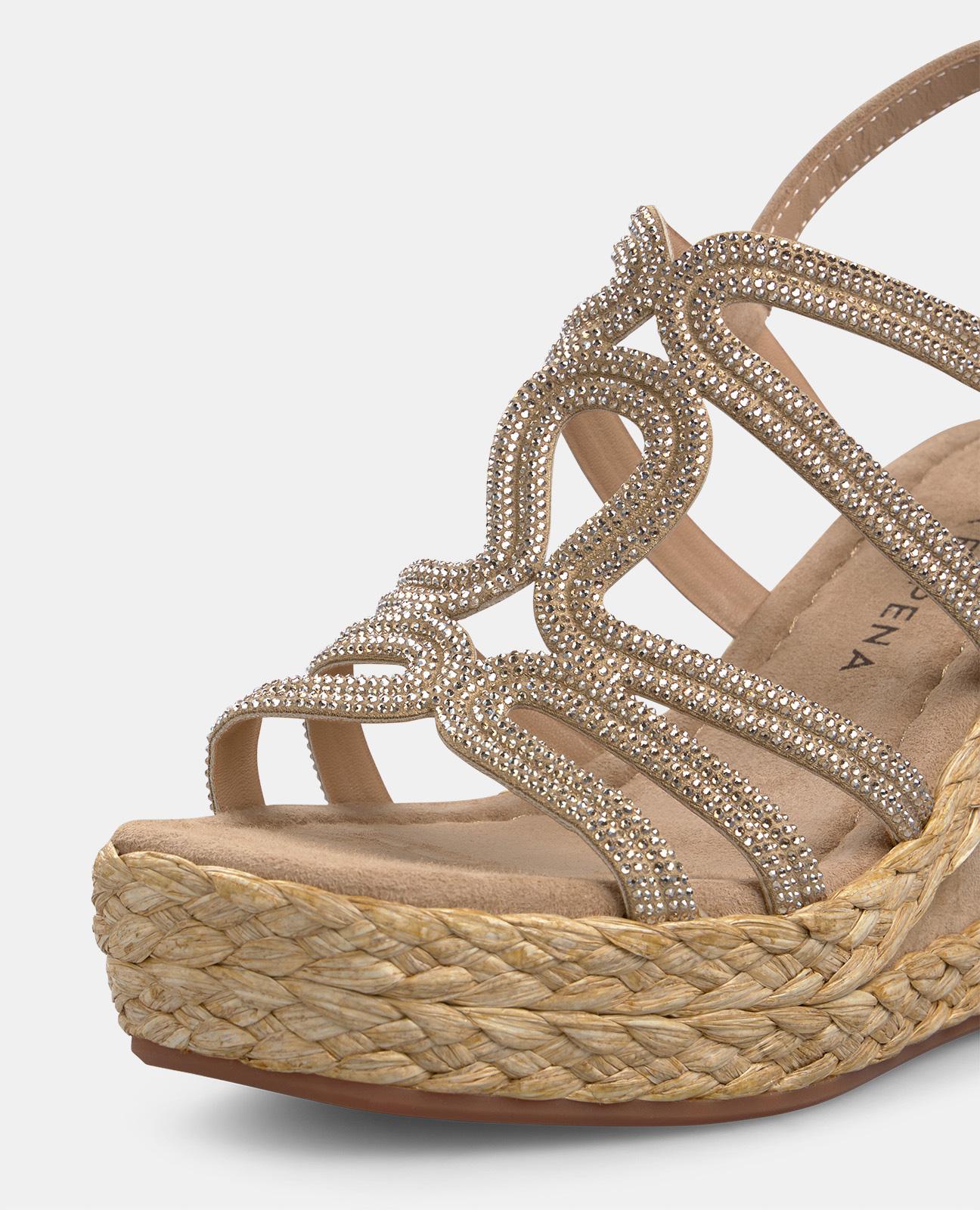 alma-en-pena-keilsandalen-cross-strap-strass-sand-9-8-cm image 5
