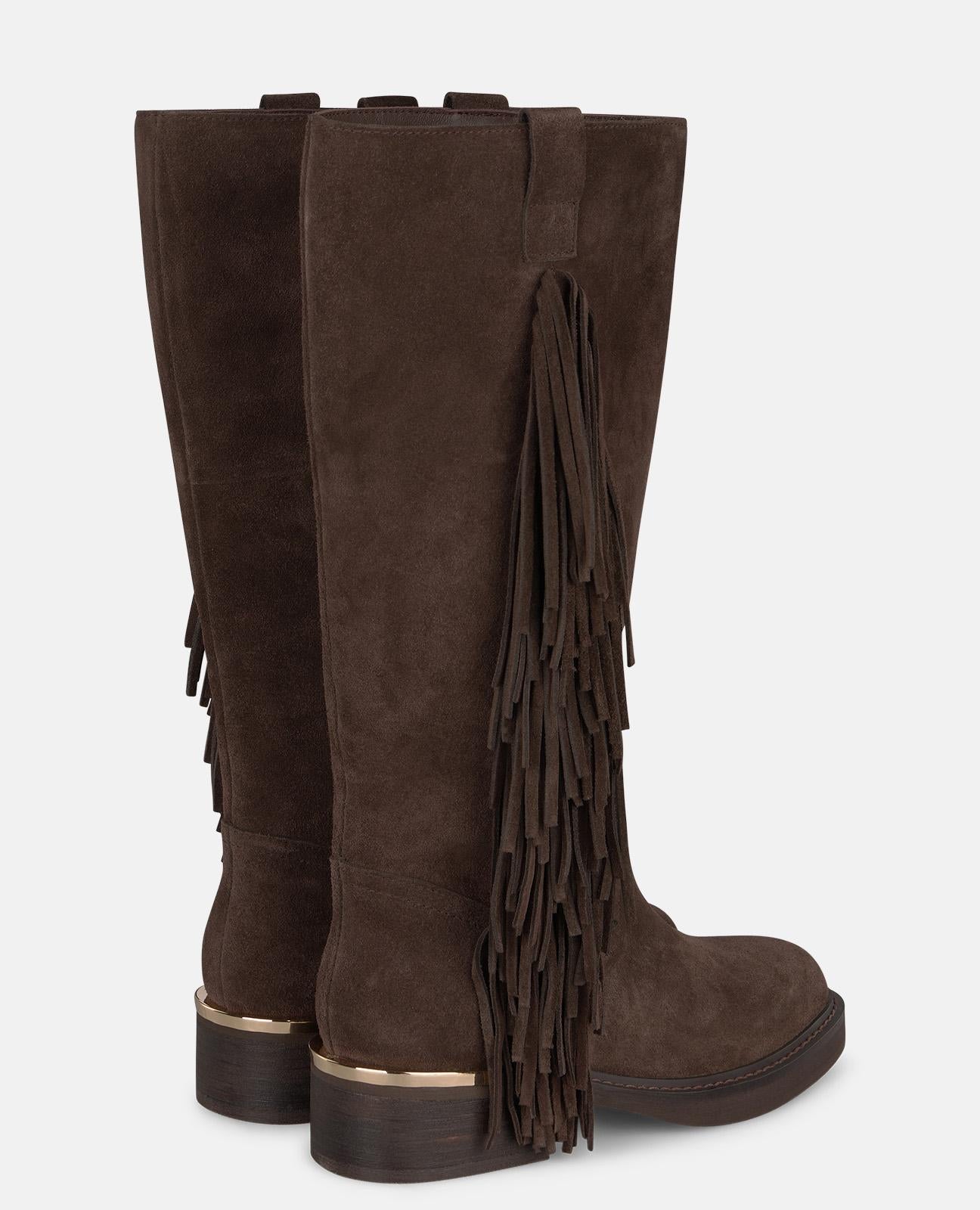 alma-en-pena-leather-boots-with-fringe-flache-lederstiefel-braun-4-cm image 4