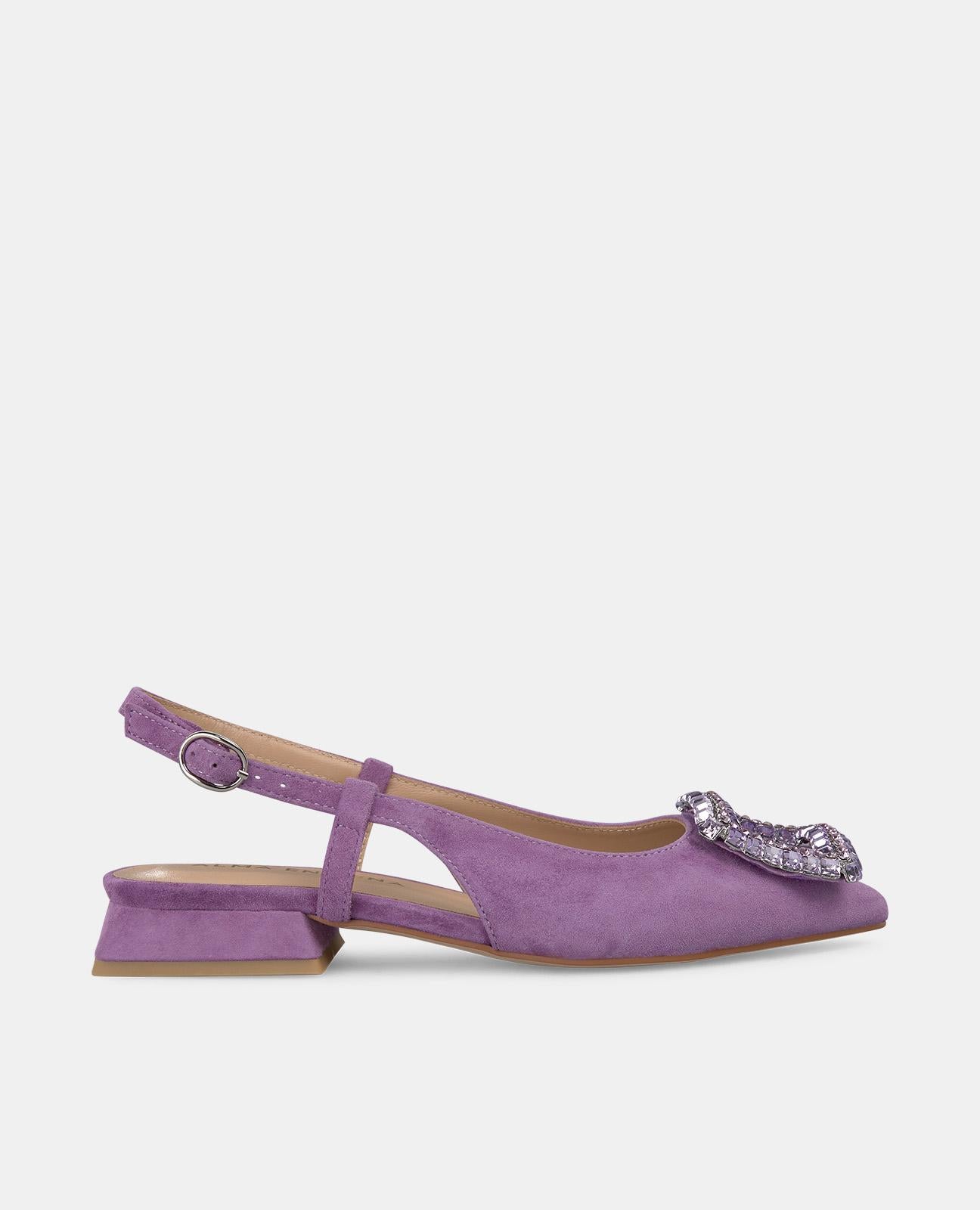 alma-en-pena-flacher-brogue-schuh-violett-strass-2-cm image 1