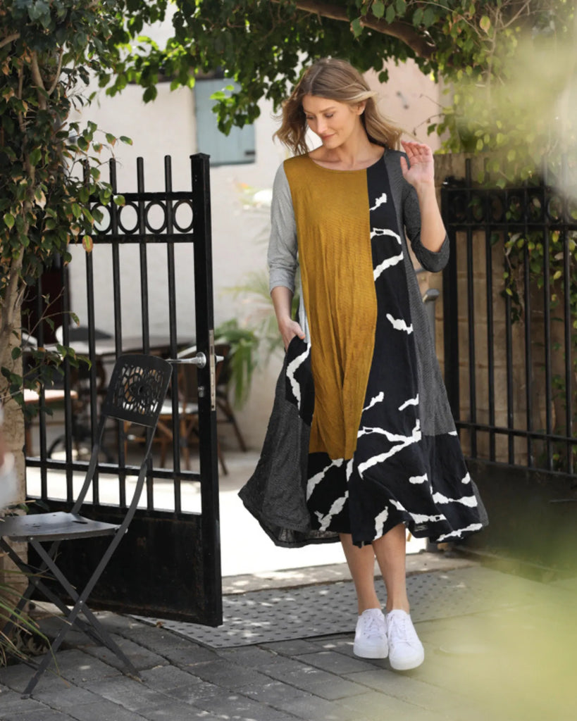 alembika-marni-crinkle-a-linie-kleid-gelb image 1