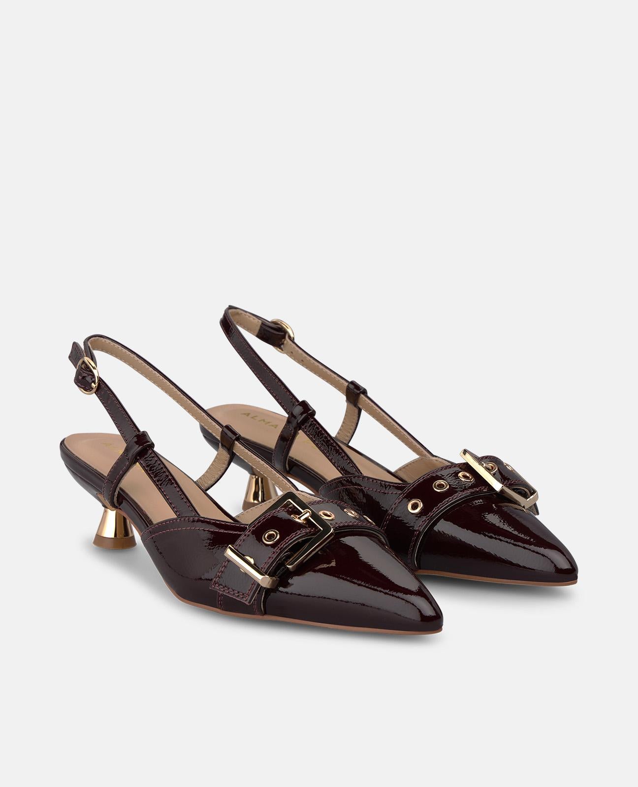 alma-en-pena-alfa-63824-slingback-pump-bordeaux-lack-schnalle-4-cm image 2