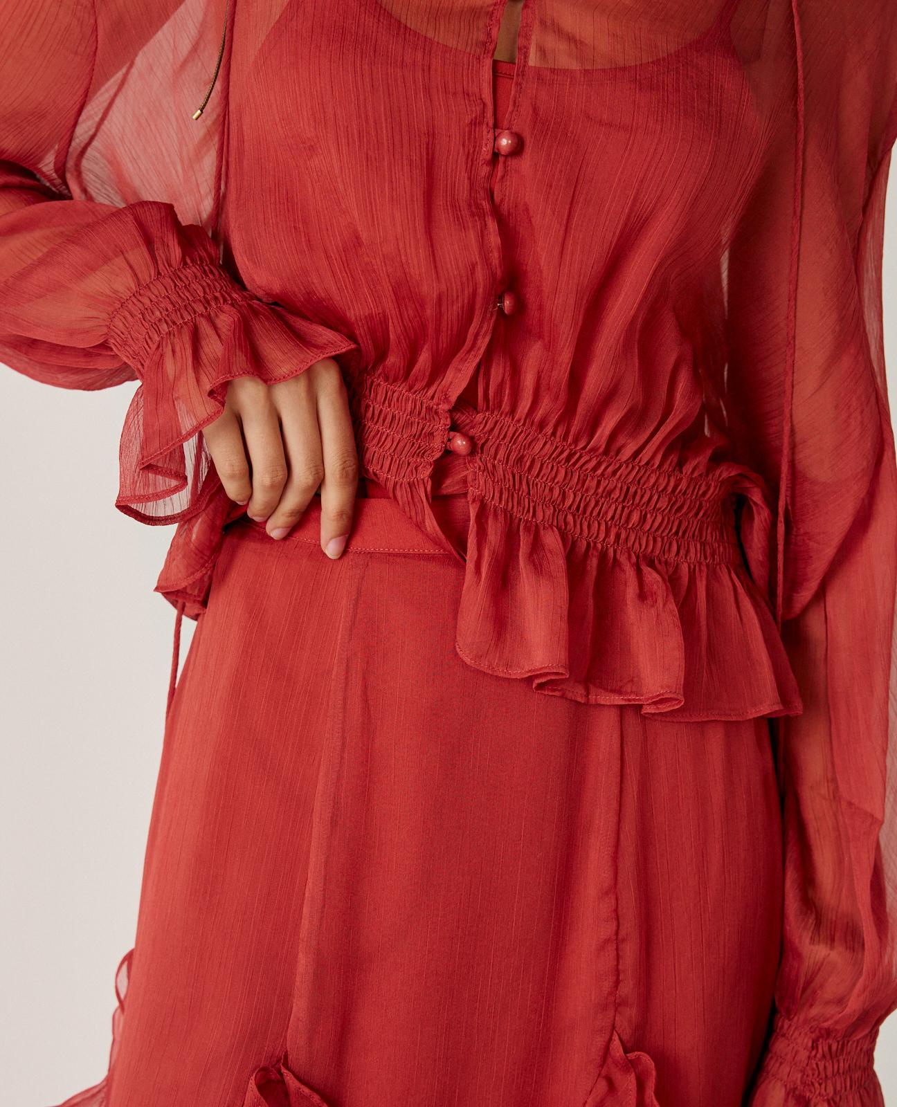 alma-en-pena-chiffon-maxirock-mit-r-schen-rosa image 4