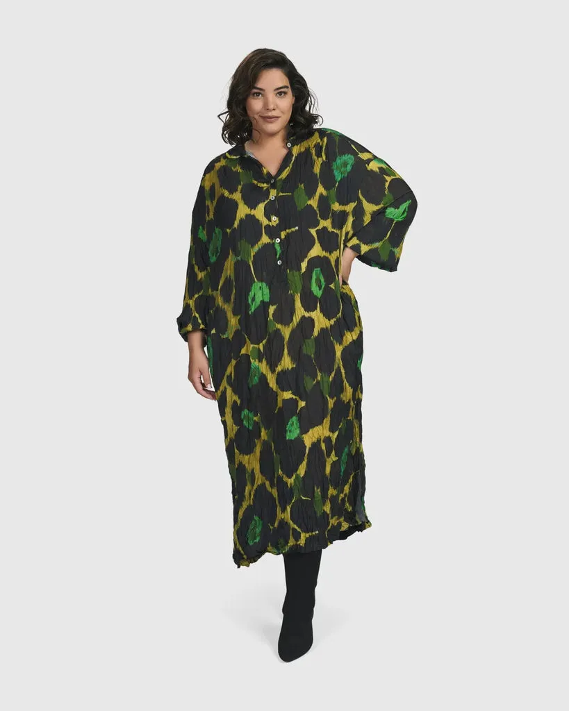 alembika-olive-martini-shirt-dress-emerald-crinkle-satin-hemdkleid image 1