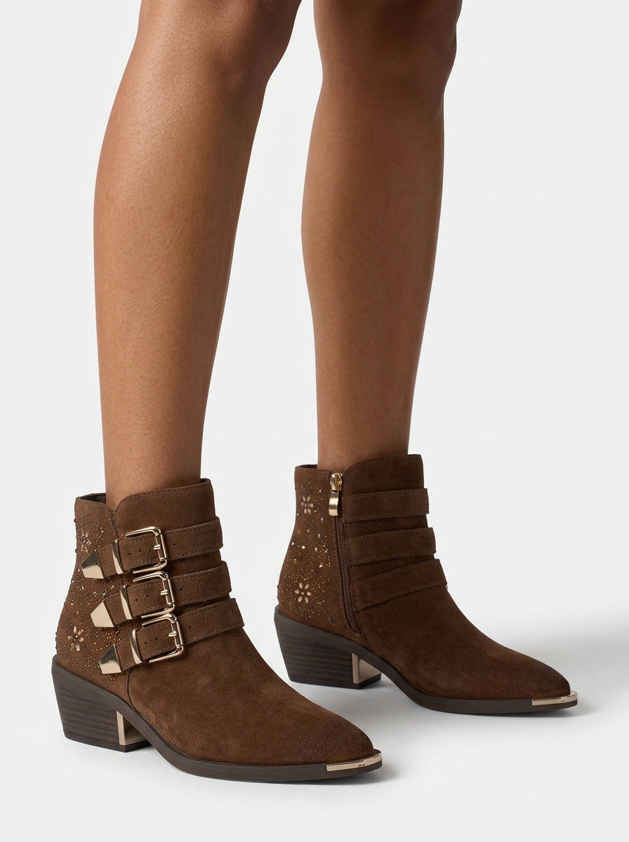 alma-en-pena-suede-ankle-boots-with-buckles-stiefelette-camel-5-cm image 5