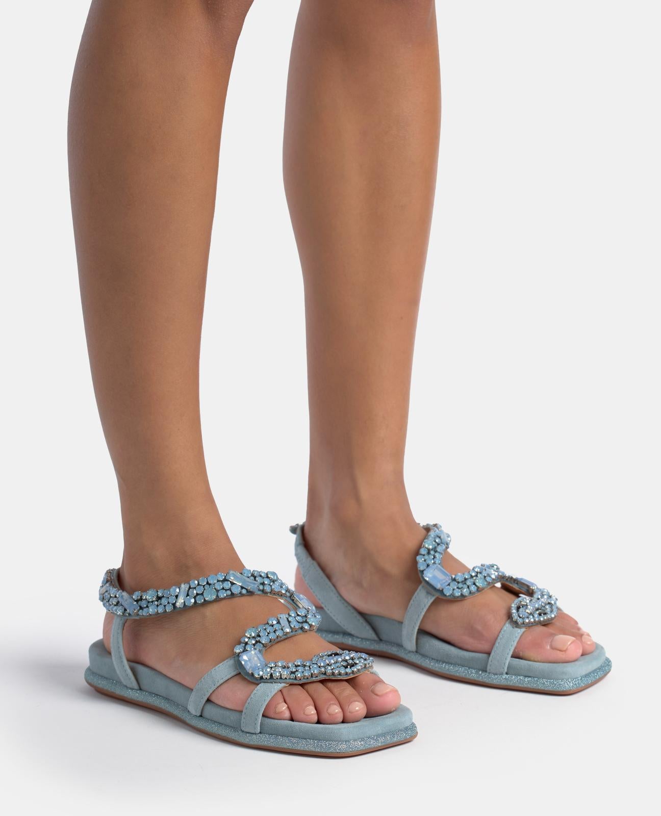 alma-en-pena-flat-snake-sandalen-mit-strass-hellblau image 6