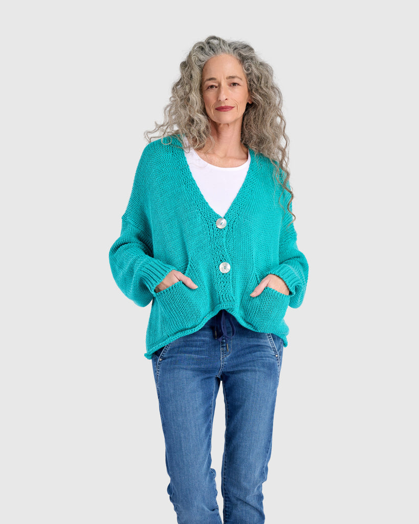 alembika-simply-slouchy-cardigan-strickjacke-t-rkis image 1