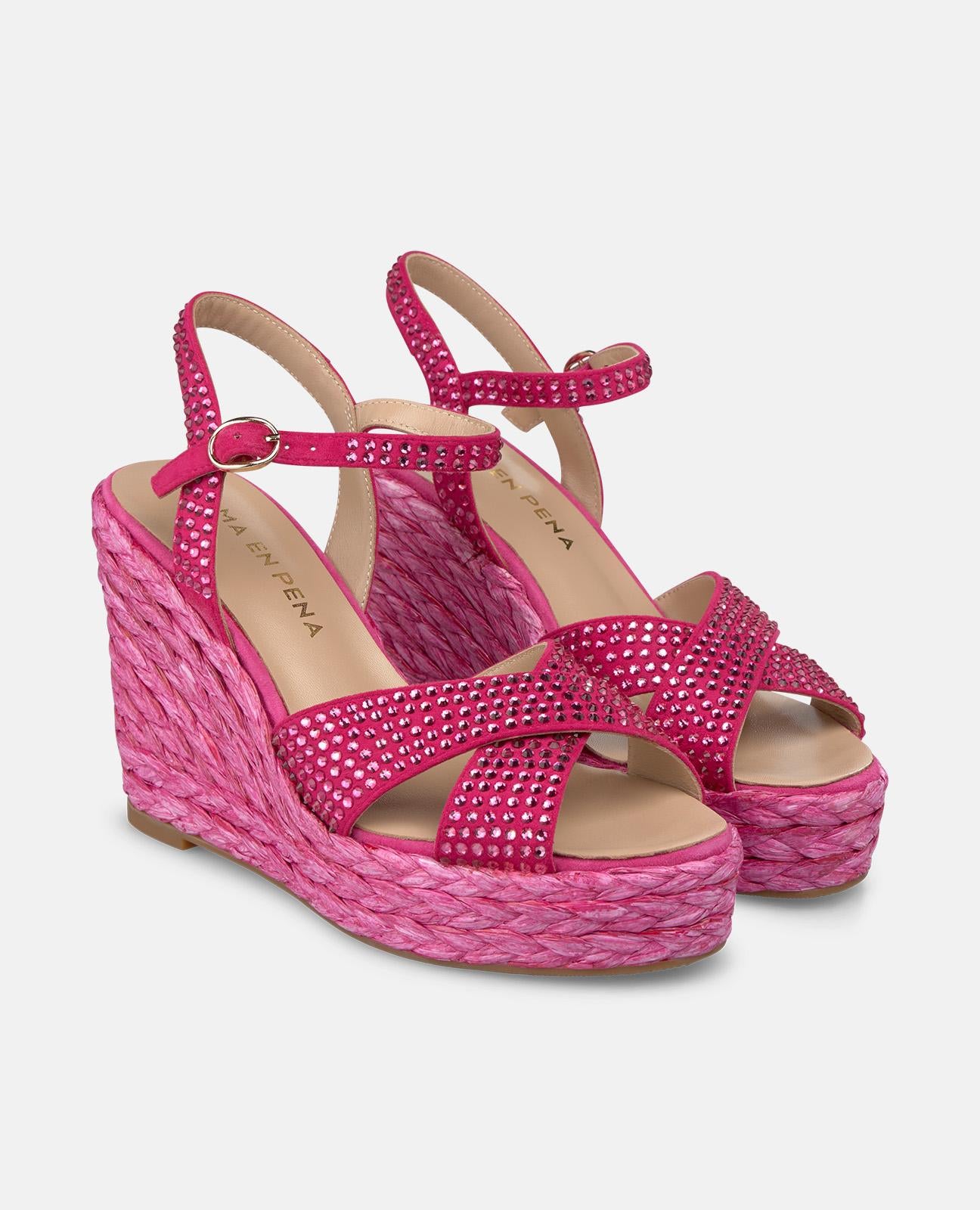 alma-en-pena-keilsandale-geflochten-mit-strass-fuchsia-9-8-cm-keil image 2