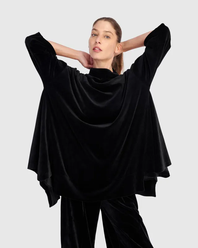 alembika-everyday-velvet-trapeze-top-black-samt-tunika image 1