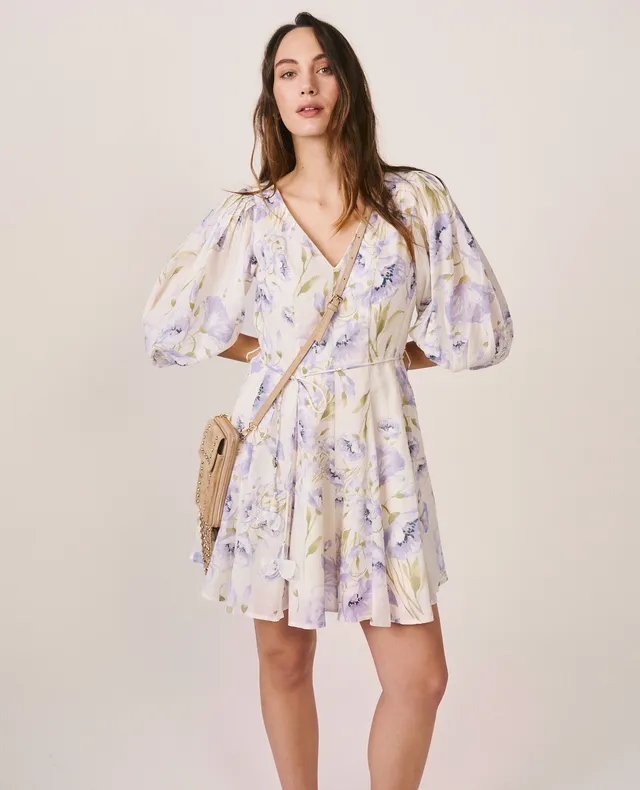 alma-en-pena-minikleid-floral-puff-rmel-v-ausschnitt-viskose image 1