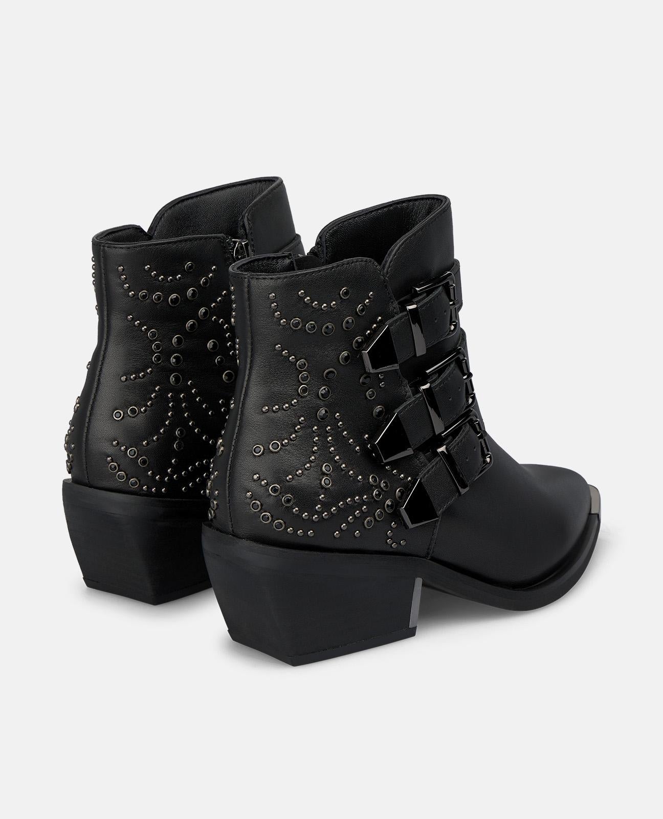 alma-en-pena-alfa-64065-stiefelette-aus-nappaleder-mit-schnallen-in-schwarz image 3