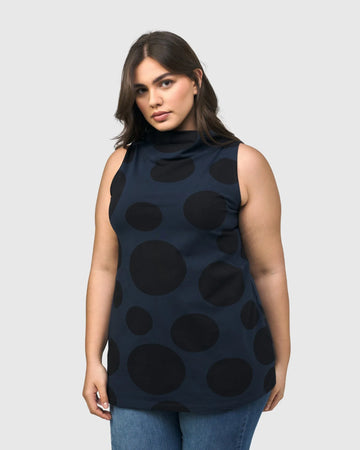 alembika-urban-dots-sleeveless-mockneck-top-navy image 4