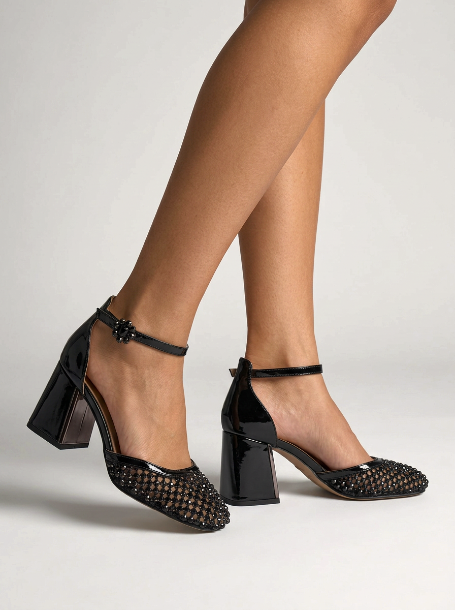 alma-en-pena-mesh-pumps-mit-strass-schwarz-7-cm-blockabsatz image 5