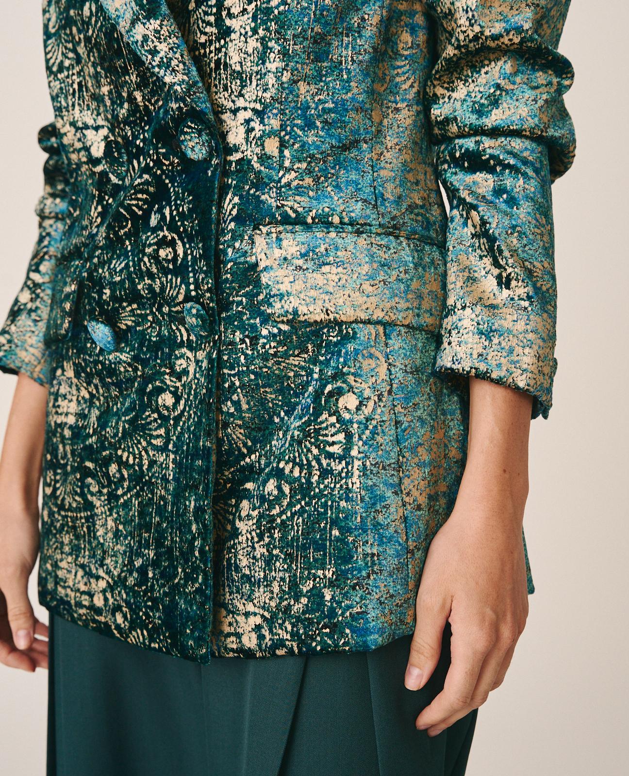 alma-en-pena-blazer-aus-samt-mit-fantasieprint-blau-oversize-double-breasted image 5