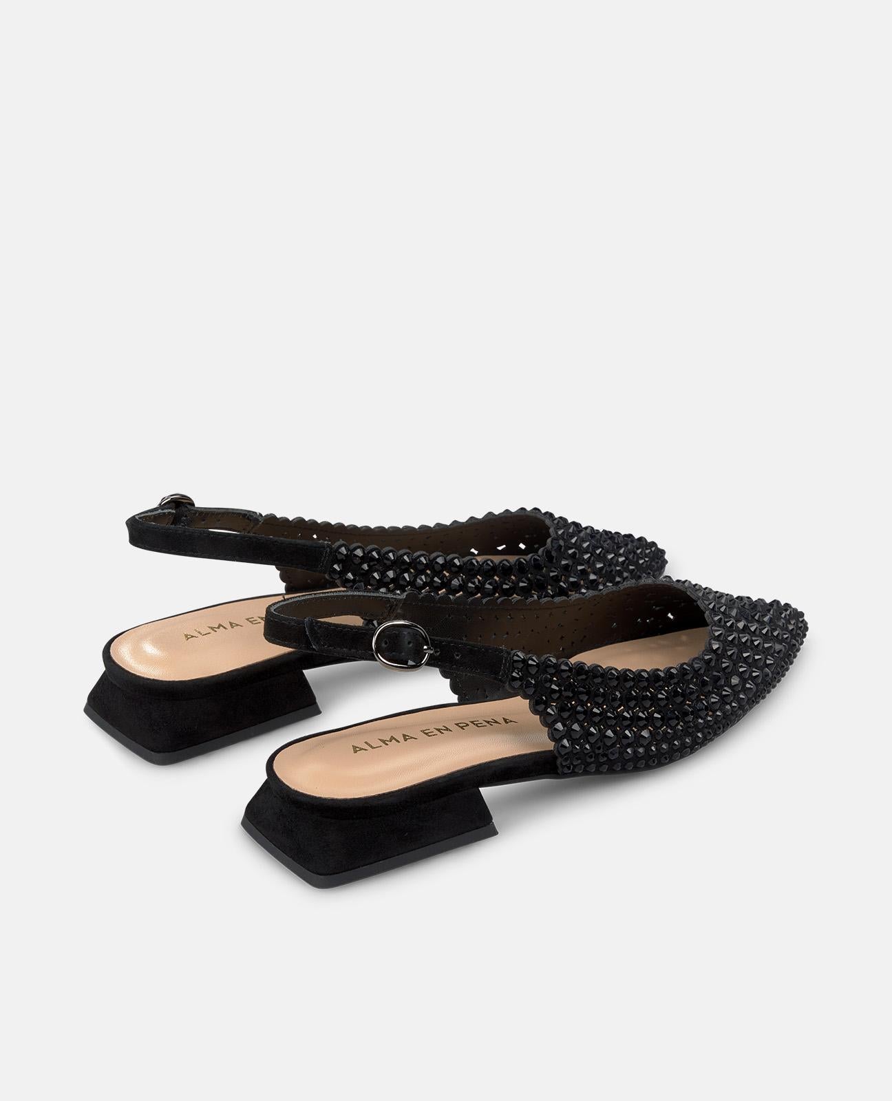 alma-en-pena-flacher-schuh-schwarz-spitzer-zeh-mit-strass-2-cm image 3