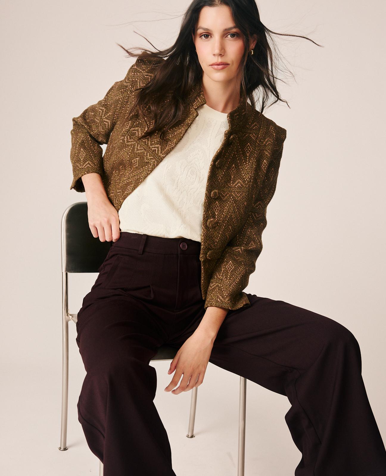 alma-en-pena-jacquard-jacke-mit-geometrie-print-khaki image 6