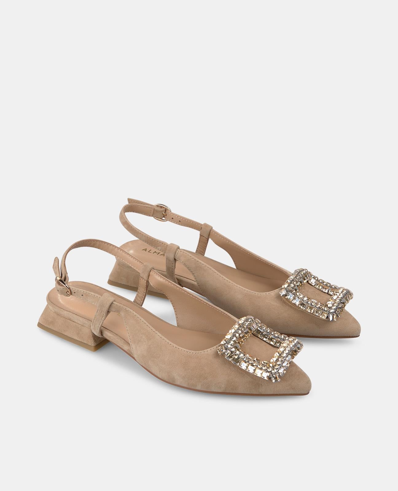 alma-en-pena-flache-brogue-schuhe-sandfarbene-ballerinas-mit-strass image 2