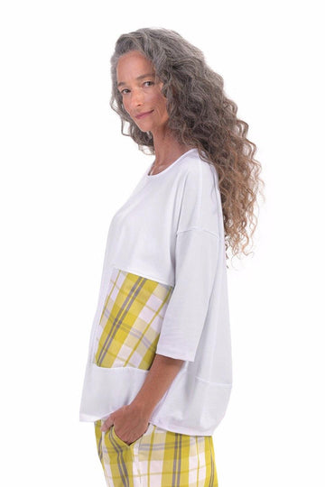 alembika-chi-plaid-patch-top-blonde image 2