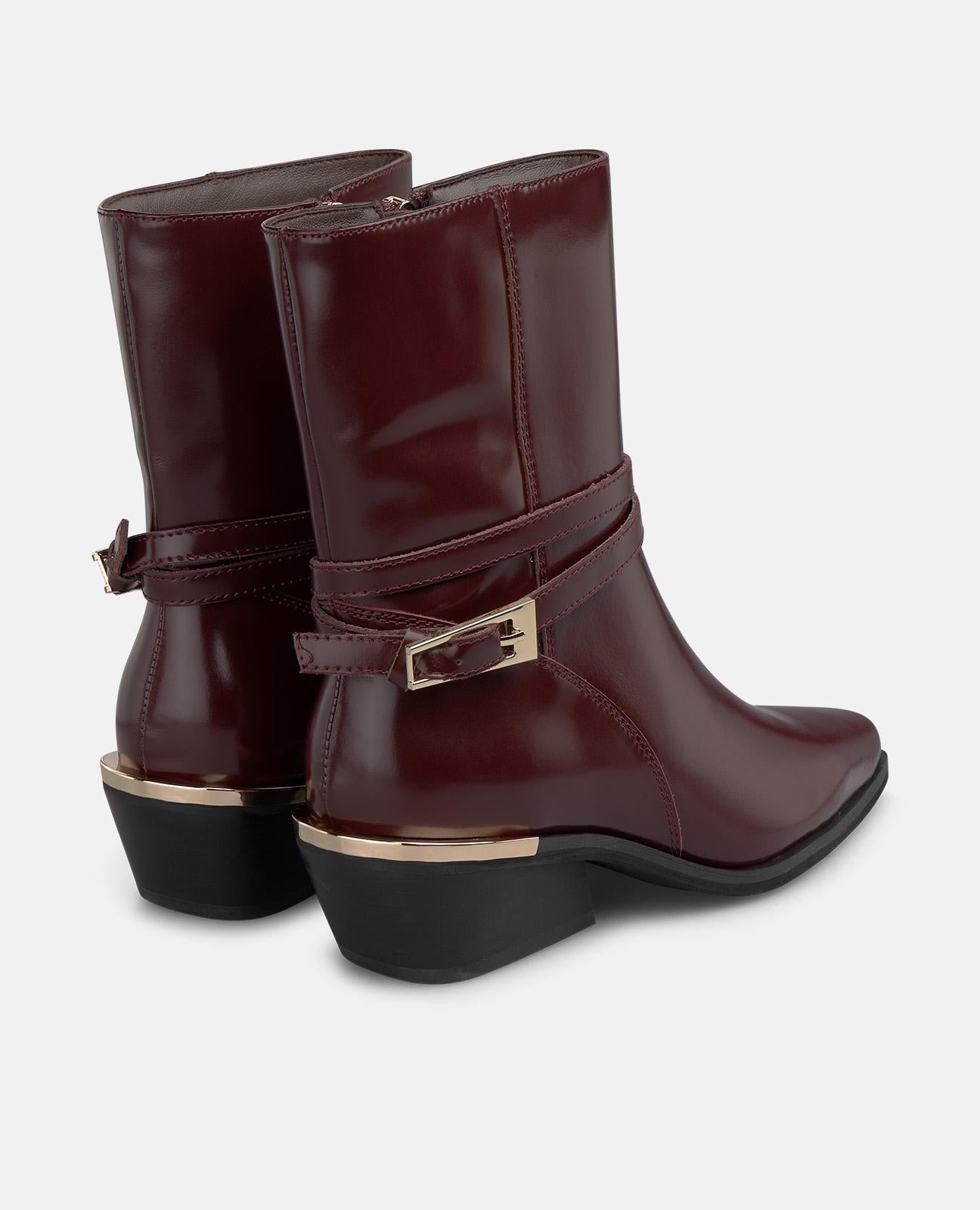 alma-en-pena-stiefeletten-aus-nappa-leder-mit-schnalle-bordeaux-4-5-cm image 4