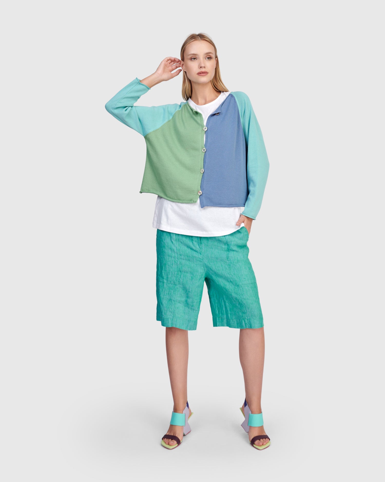 alembika-gem-leinen-shorts-aqua-damen-shorts-mit-extra-hohem-bund image 7