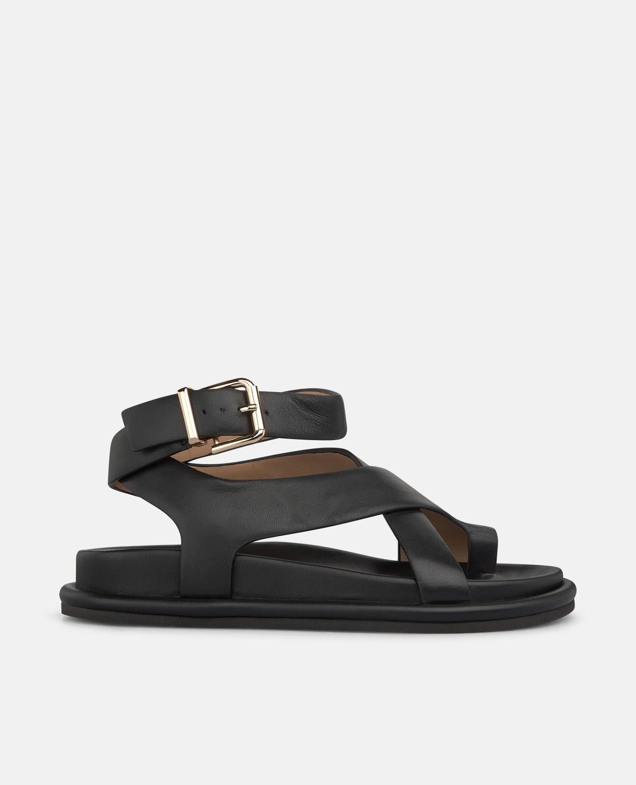 alma-en-pena-62510-flache-kn-chel-riemensandale-aus-nappa-schwarz-2-cm-plateau image 1