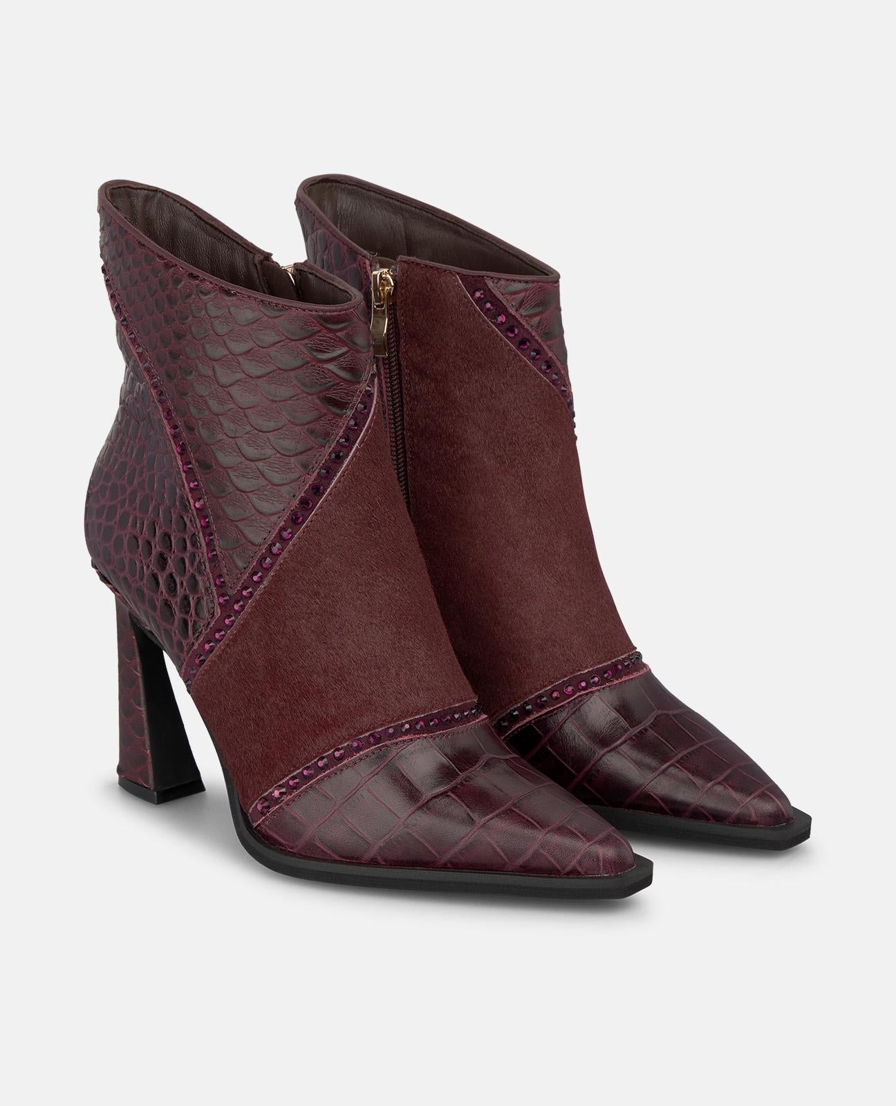 alma-en-pena-animal-print-stiefelette-bordeaux-krokopr-gung-9-cm-trichterabsatz image 2