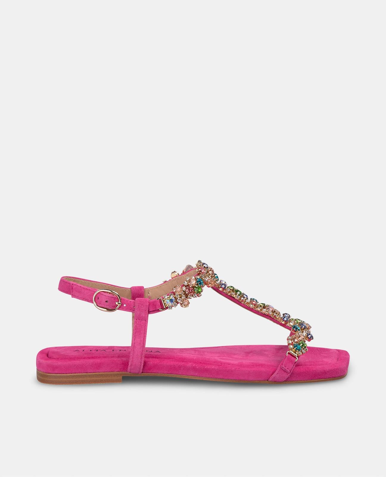 alma-en-pena-multicolor-beaded-sandal-flachsandale-fuchsia-1-cm image 1