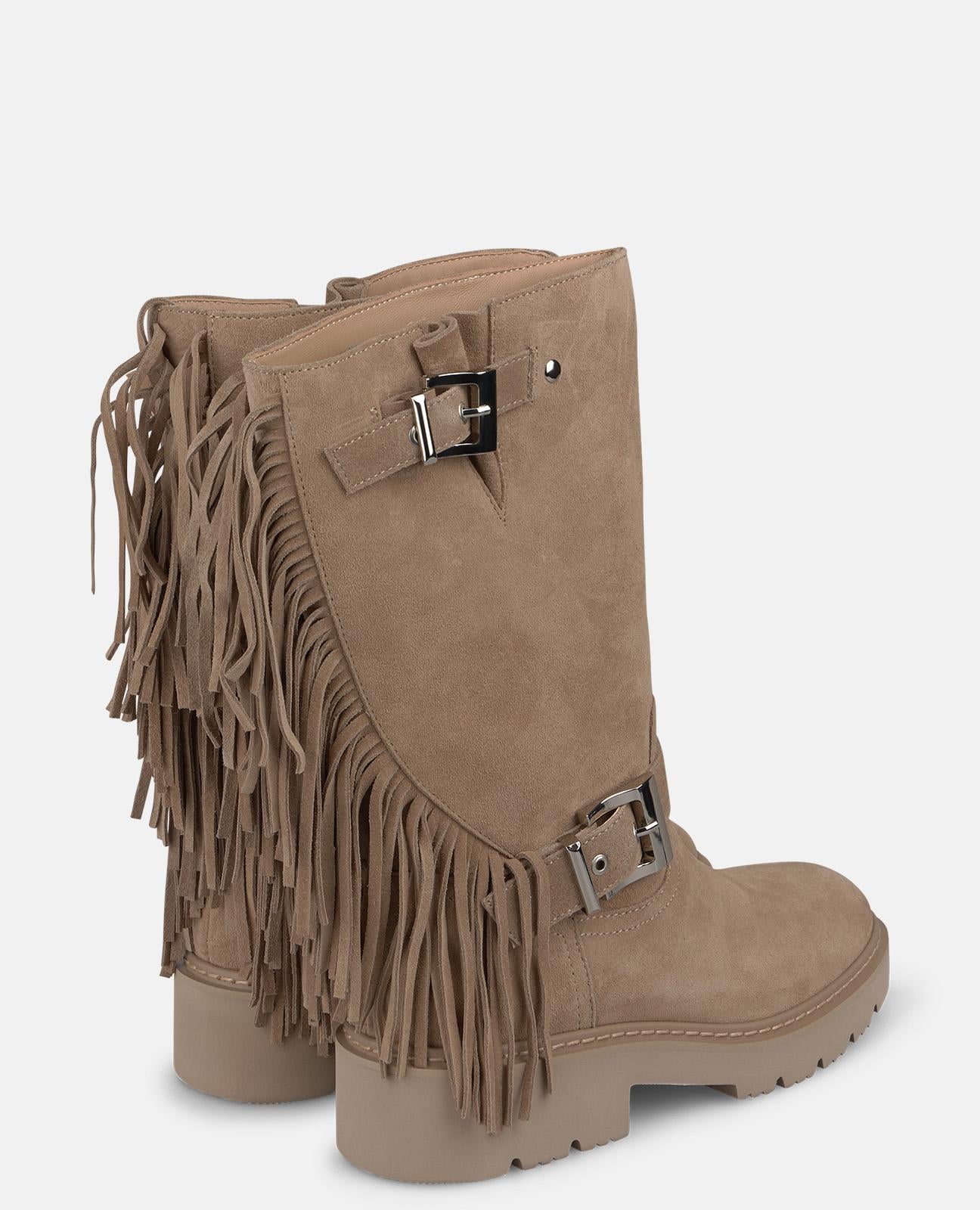 alma-en-pena-leather-boots-with-fringe-lederstiefel-mink-flach-4-cm image 3