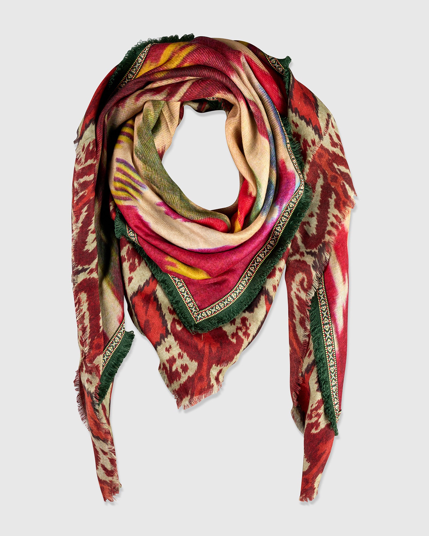 alembika-sheaf-schal-ikat-maroon-wolle-seide image 2