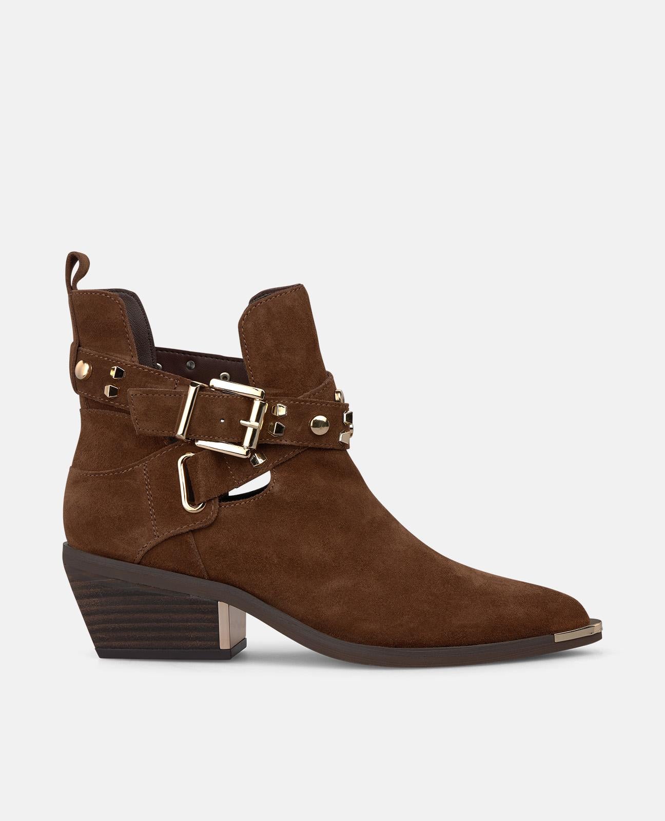 alma-en-pena-suede-ankle-boots-buckle-studs-stiefelette-camel-5-cm image 1