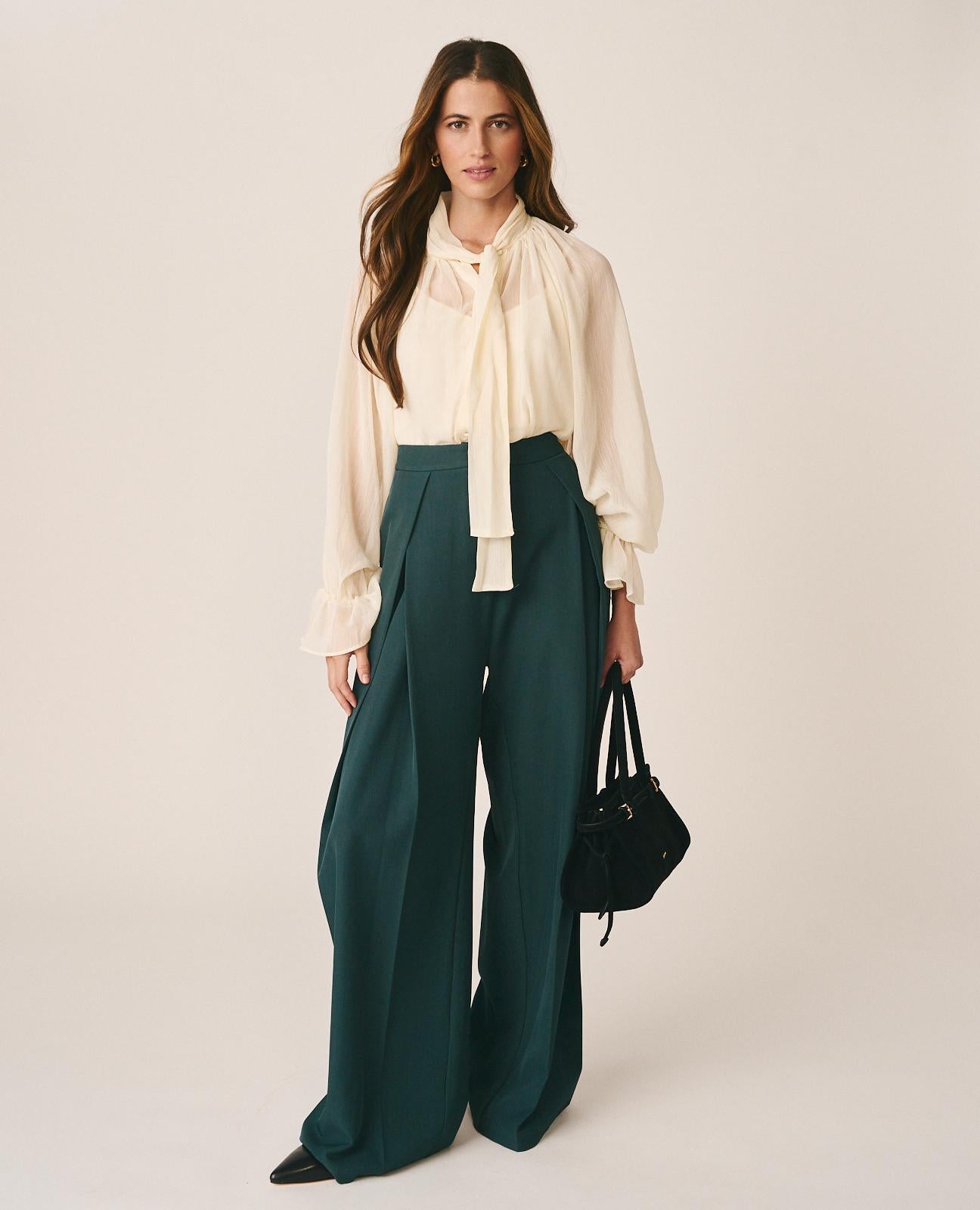 alma-en-pena-chiffonbluse-mit-schleife-wei image 2
