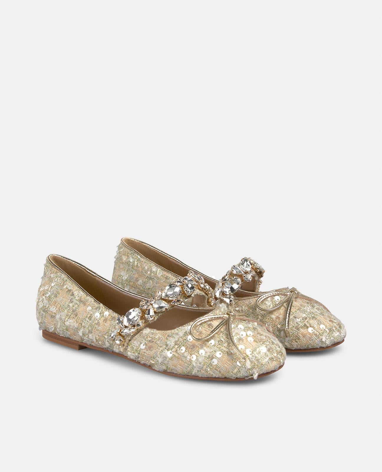 alma-en-pena-tweed-ballerina-gold-mit-strass-0-5-cm image 2