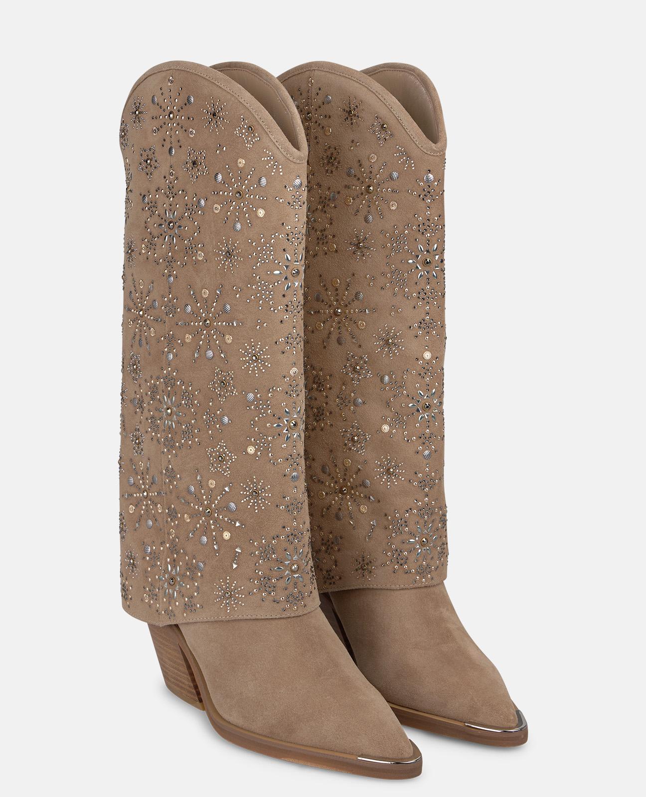 alma-en-pena-cowboy-boots-strass-damen-stiefel-wildleder-vis-n-8-cm image 2
