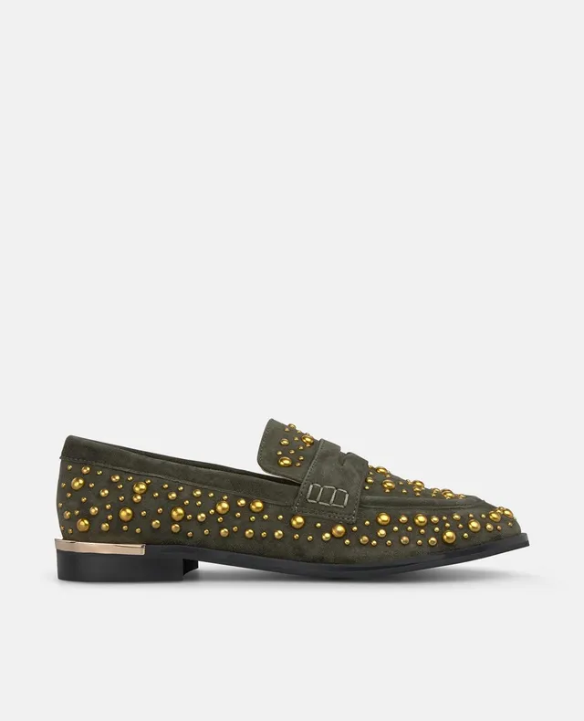 alma-en-pena-rhinestone-studded-loafer-khaki-2-5-cm image 1