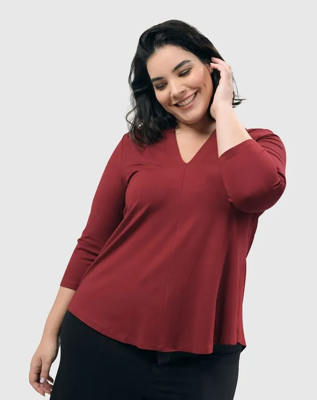 alembika-essential-v-neck-top-plum image 1