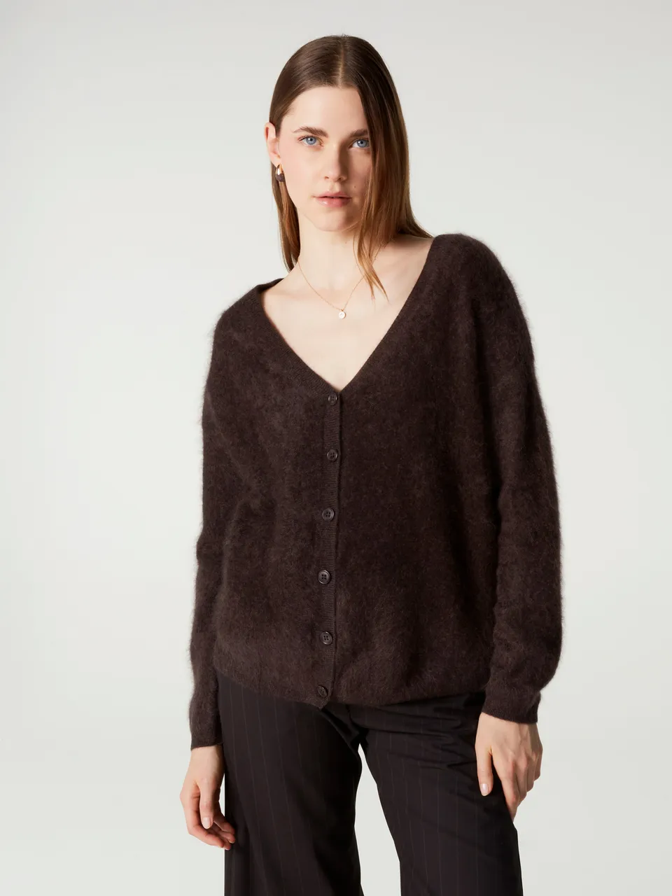 absolut-debora-damen-cardigan-aus-geb-rstetem-kaschmir-braun-oversize image 1