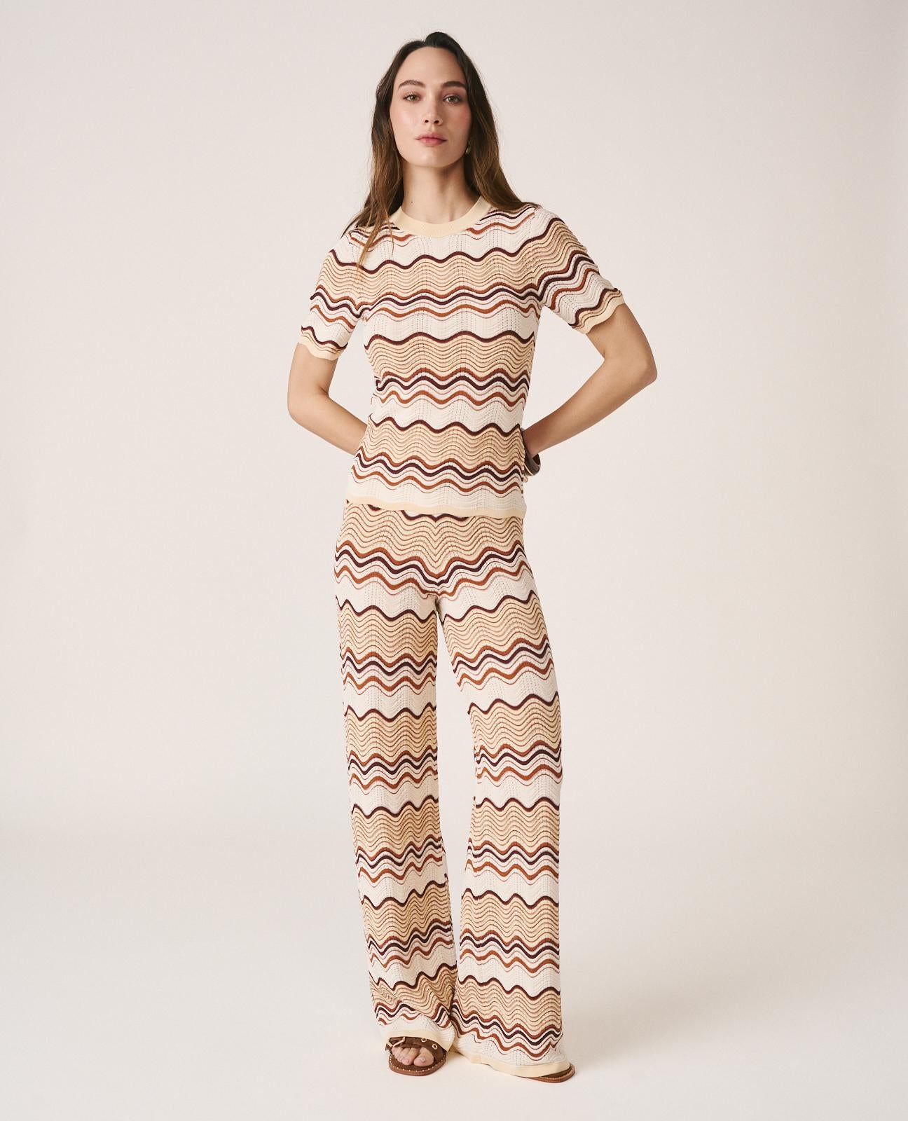 alma-en-pena-buntes-strick-top-mit-geometrie-muster-kurzarm-top image 7