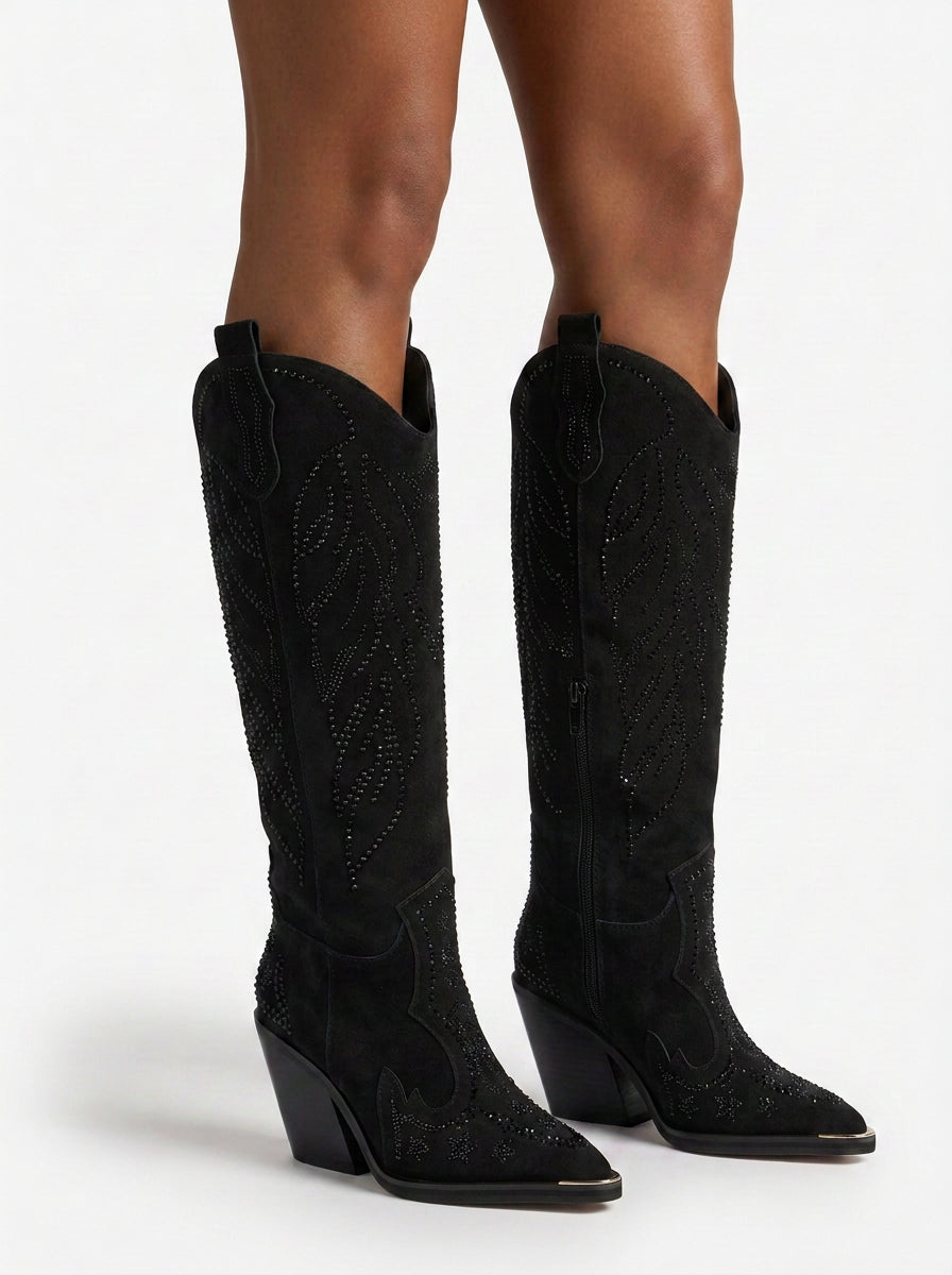 alma-en-pena-cowboy-stiefel-schwarz-velours-8-cm-absatz image 5