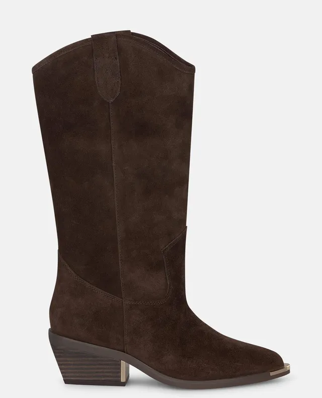 alma-en-pena-suede-cowboy-boots-offene-spitze-braun image 1