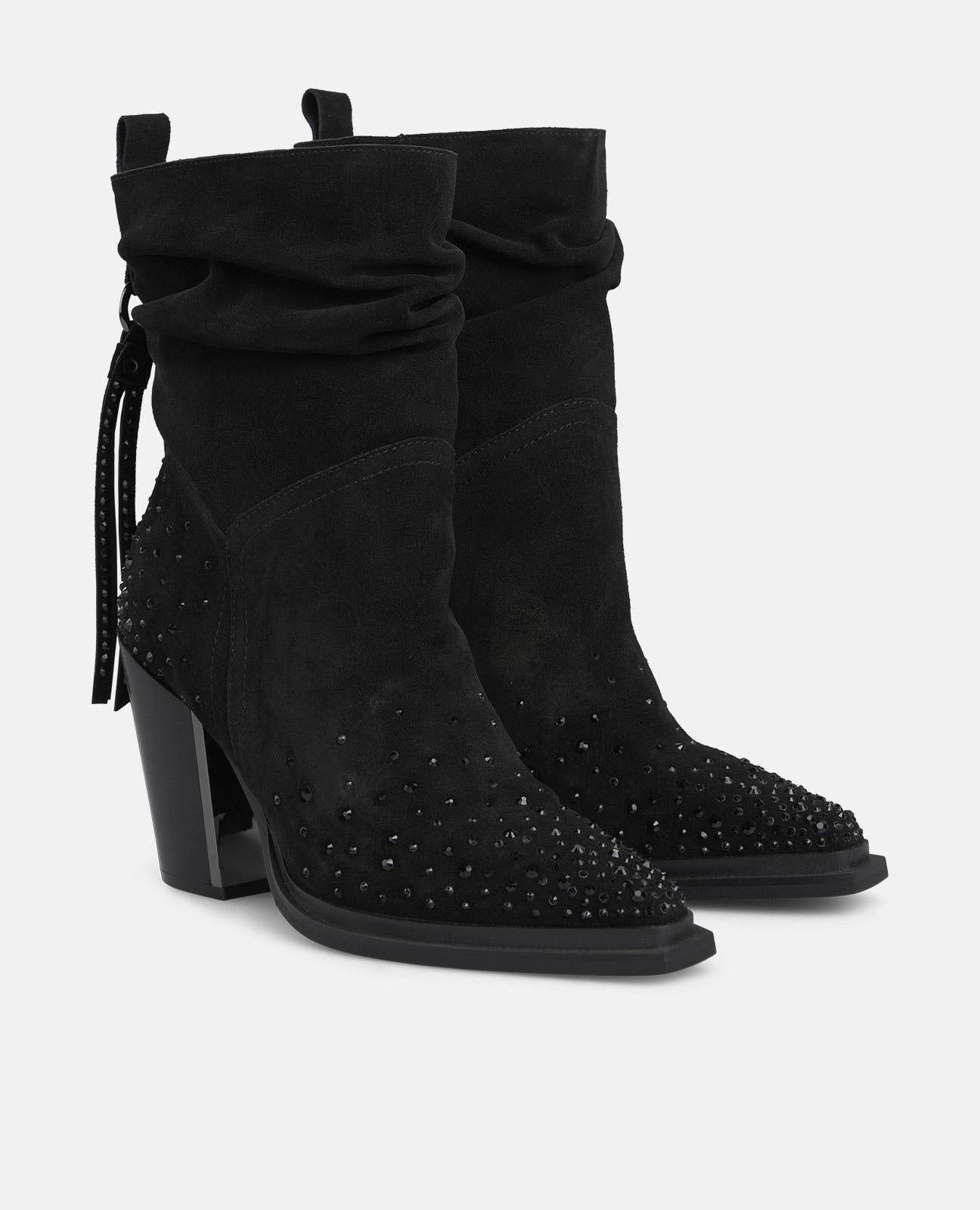 alma-en-pena-stiefelette-fransen-strass-schwarz-9-5-cm image 2