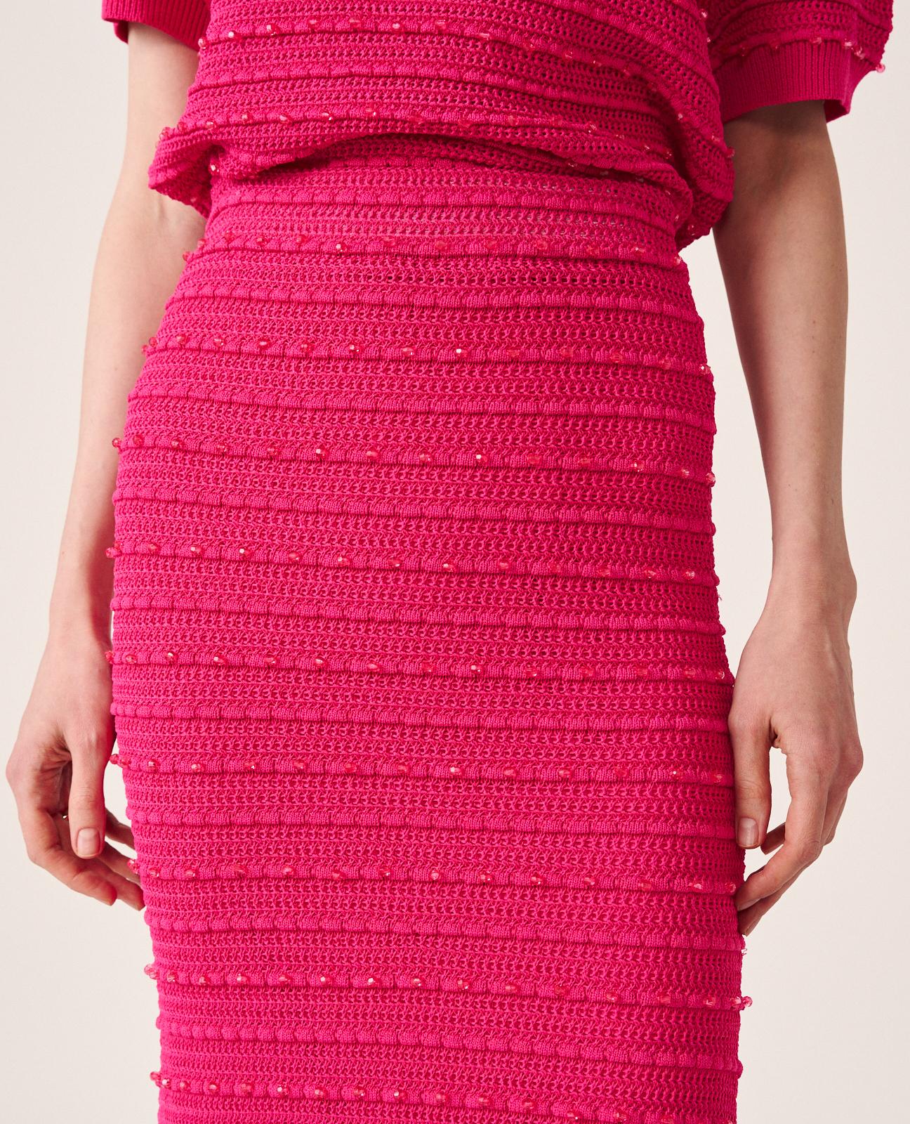 alma-en-pena-strickrock-joya-fuchsia-midi-in-meerjungfrauen-form image 4