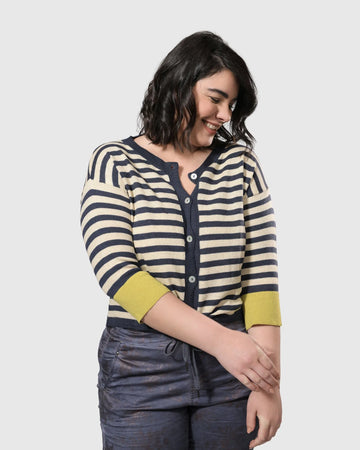 alembika-moana-streifen-cardigan-gold-blau image 2